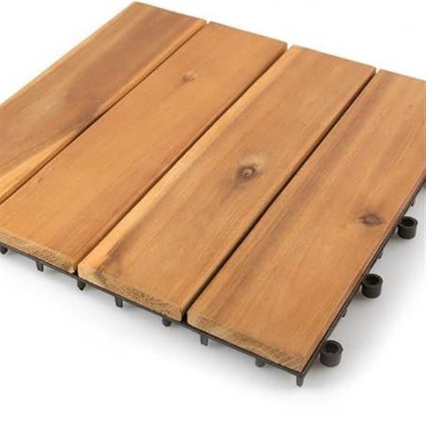 10 PCS Villa Acacia Wood Patio Pavers, Interlocking Deck Tiles for Outdoor and Floors, 12 x 12 Inch