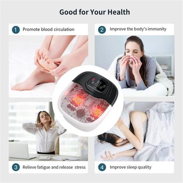 Foot Spa Bath Massager with Heat, Epsom Salt,Bubbles, Vibration and Red Light,8 Massage Roller