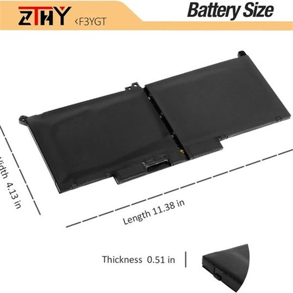 ZTHY 60Wh F3YGT Laptop Battery Replacement for Dell Latitude 12 7000 7280 7290/13 7000 7380 739