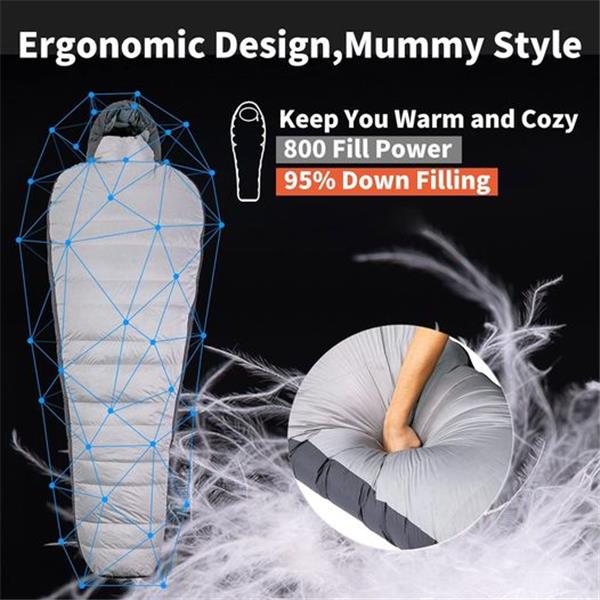 Backpacking Sleeping Bag, 32℉/0℃ Ultralight 800 Fill Power Down Sleeping Bag for Cold Weather,