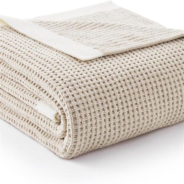 Amélie Home Chenille Waffle Throw Blanket for Couch, Reversible Soft Cozy Knit Blanket Lightwei