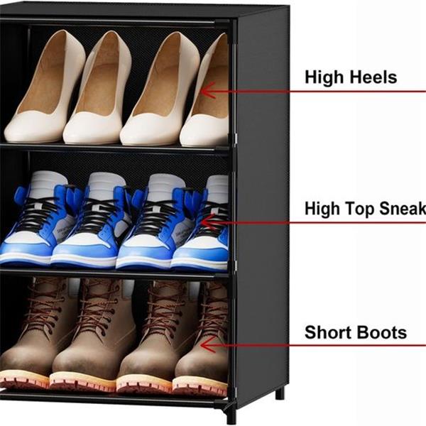 FIDUCIAL HOME Shoe Cubby 9 Tiers Covered Shoe Rack Shelf Storage Organizer Tall Narrow