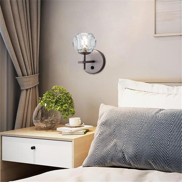 MASIVEL Sconces Wall Lighting with On/Off Switch Button Globe Crystal Wall Sconce Wall Mount La