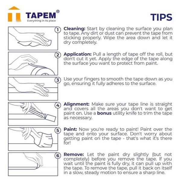 Tapem Blue Painters Tape - 2.83" x 60yd - Premium Masking Tape - Wide Marking Tape - Wall Safe