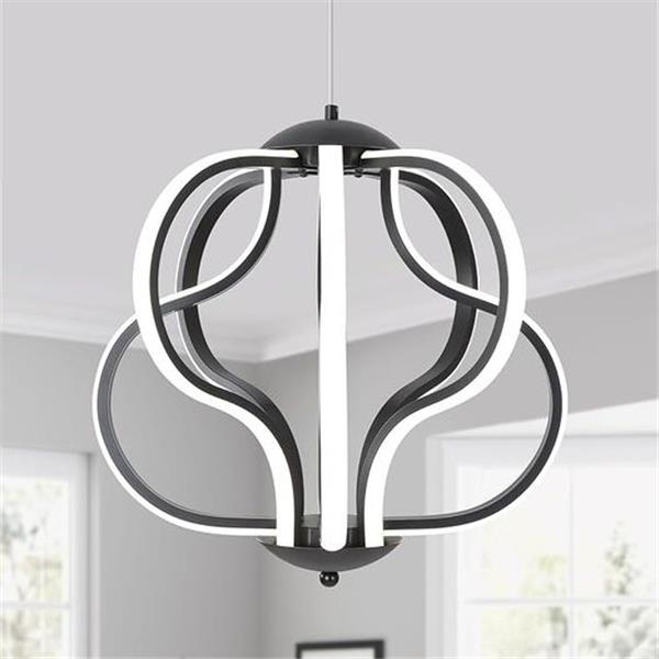 Q&S Modern Led Chandelier,Black Hanging Pendant Lights for Dining Room Foyer Entryway Kitchen L