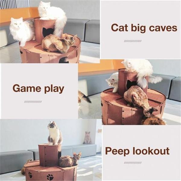 Miscati DIY Cat Cave Tunnel Bed, Cozy Donut Cat Hideout, Large Cake Cat Condo, Cat Cave Indoor