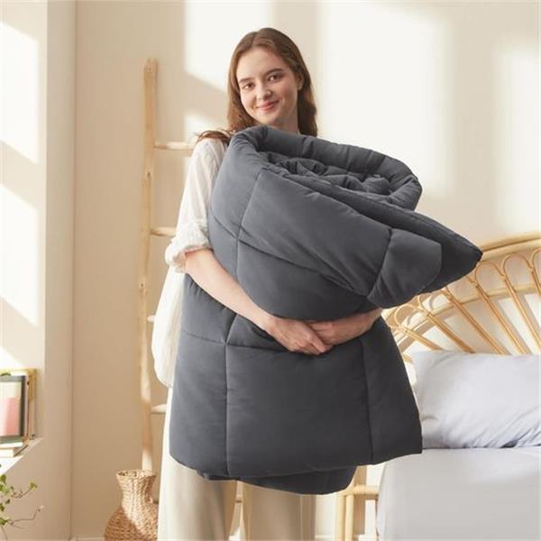 Bedsure Queen Bed Comforter Dark Grey - All Season Quilted Down Alternative Comforter for Queen