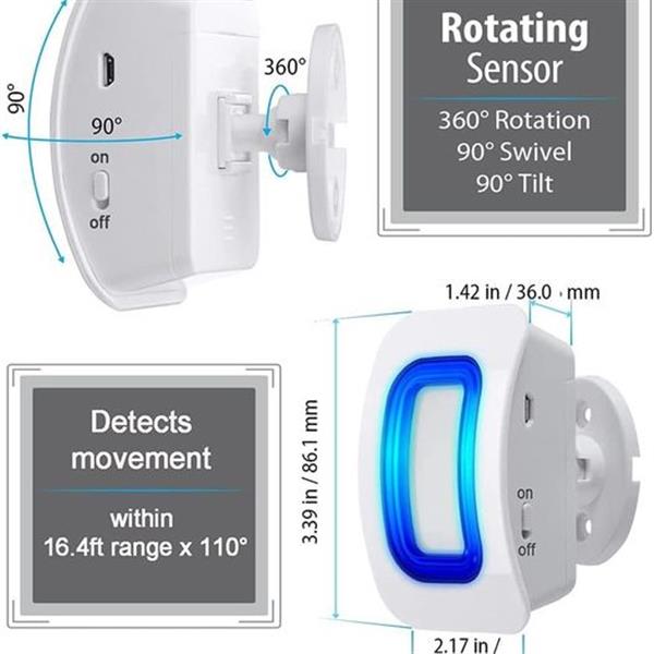 Wireless Caregiver Pager Motion Sensor Detector Room Bed Alarm and Fall Prevention for Elderly