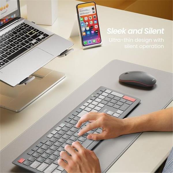 Nulea KM74 Ultra-Slim Wireless Keyboard and Mouse Combo, 2.4GHz Connection, Full-Size Keyboard