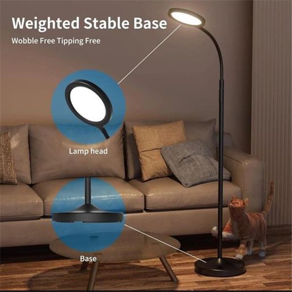 Modern LED Streamlined Reading Floor Lamp, White LED - MATTE BLACK New