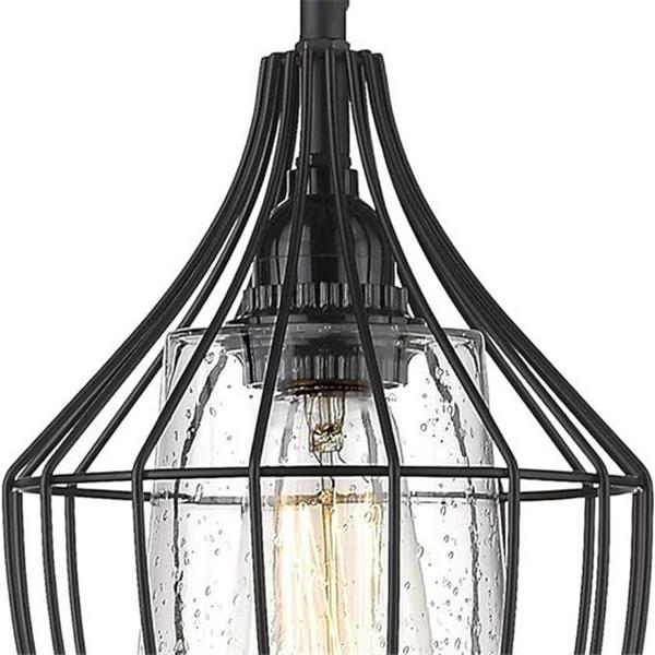 Mini Pendant Light, FOITTON Hanging Light Fixture with Adjustable Cords, Seeded Glass Shade, Me