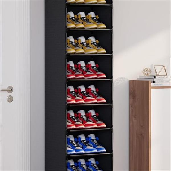 FIDUCIAL HOME Shoe Cubby 9 Tiers Covered Shoe Rack Shelf Storage Organizer Tall Narrow