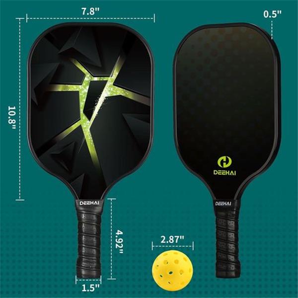 Pickleball Paddles Set of 4 - Light Graphite Premium Rackets Fiber Face & Polymer Honeycomb Cor