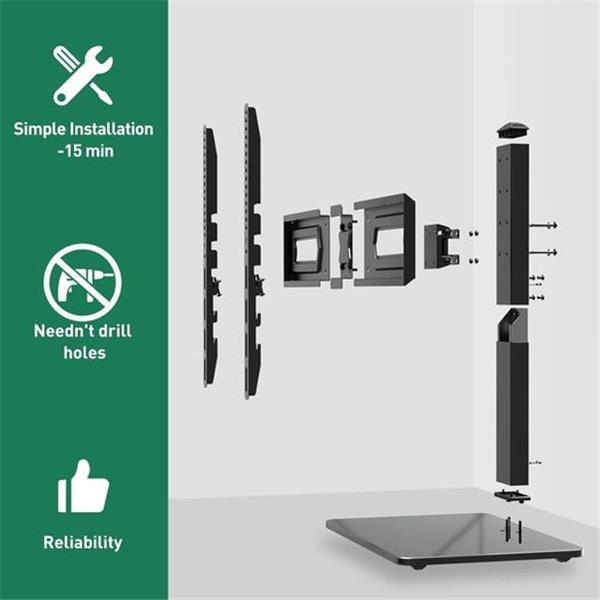 MOUNT PRO Swivel Universal TV Stand/Base - Table top TV Stands for 37 to 75 Inch LCD LED TVs -