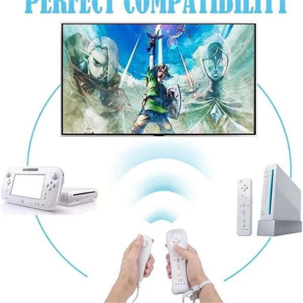 Tevodo Wireless Remote Controller Compatible with Wii Wii U (White and White)