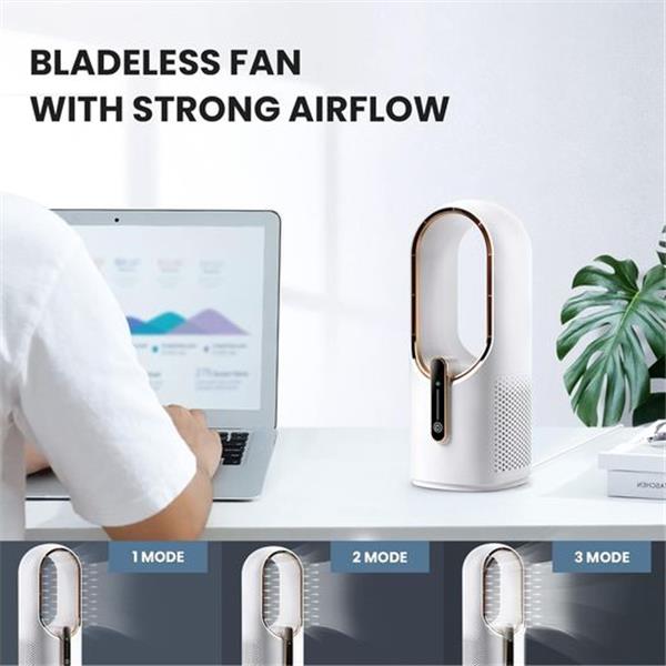 Desk Fan Bladeless, 11.8 Inch Office Fan Small, Quiet, 3 Speed Adjustment, Touch Control, Easy