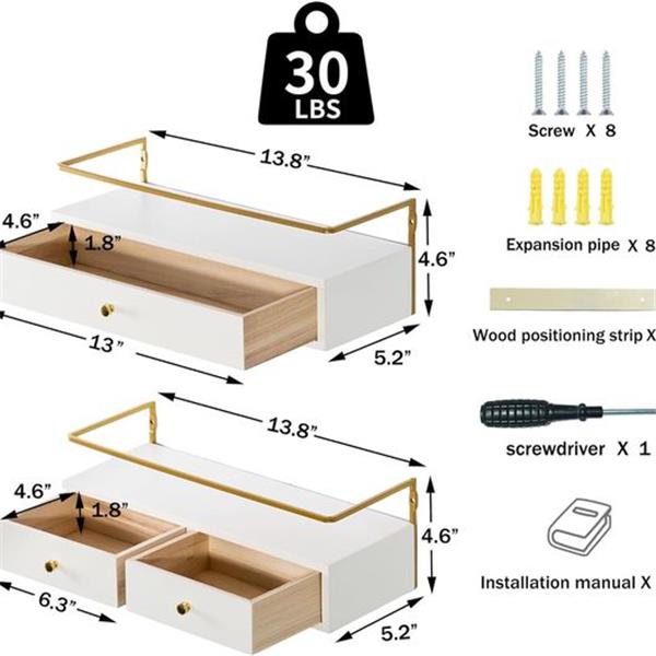 dreampossible Floating Shelves for Wall Storage, Wall Mounted Bathroom Shelf with Drawers Set o