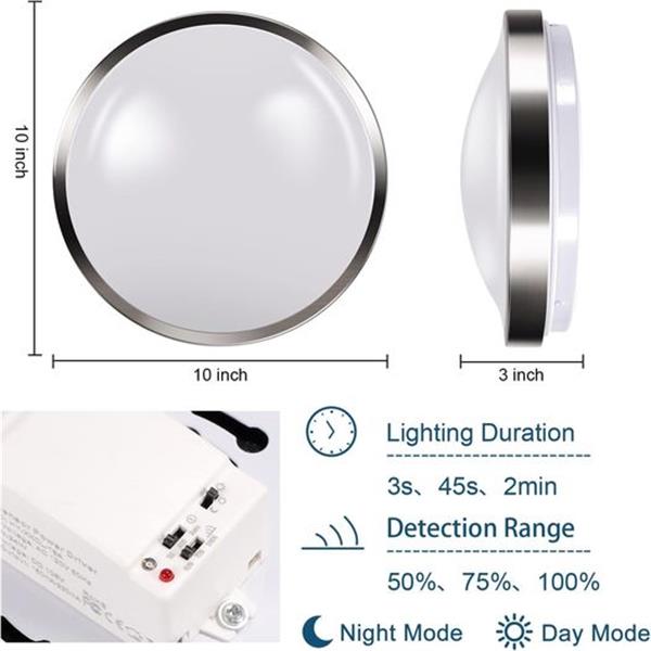 Apcens 10inch Motion Sensor Ceiling Light, LED Flush Mount Round Lighting Fixture Ceiling Lamp