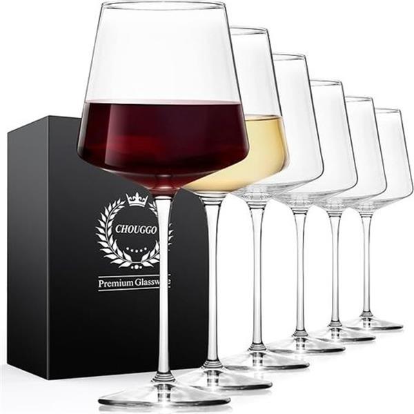 Chouggo 21Oz Wine Glasses Set of 6, Premium Crystal Large White Wine or Red Wine Glasses, Hand