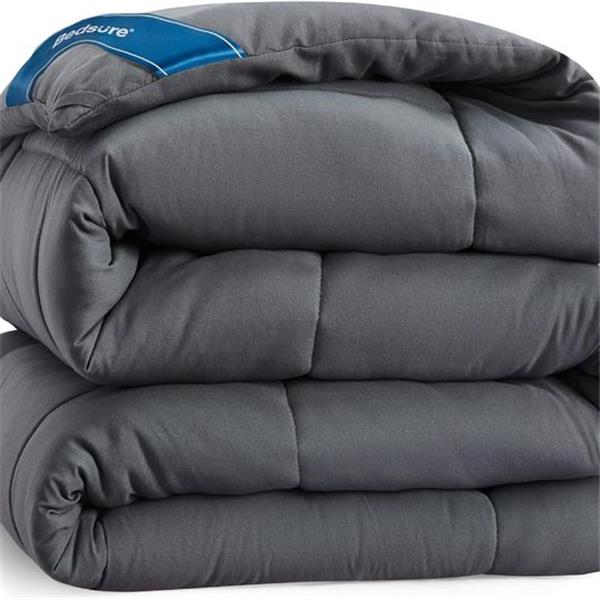 Bedsure Queen Bed Comforter Dark Grey - All Season Quilted Down Alternative Comforter for Queen