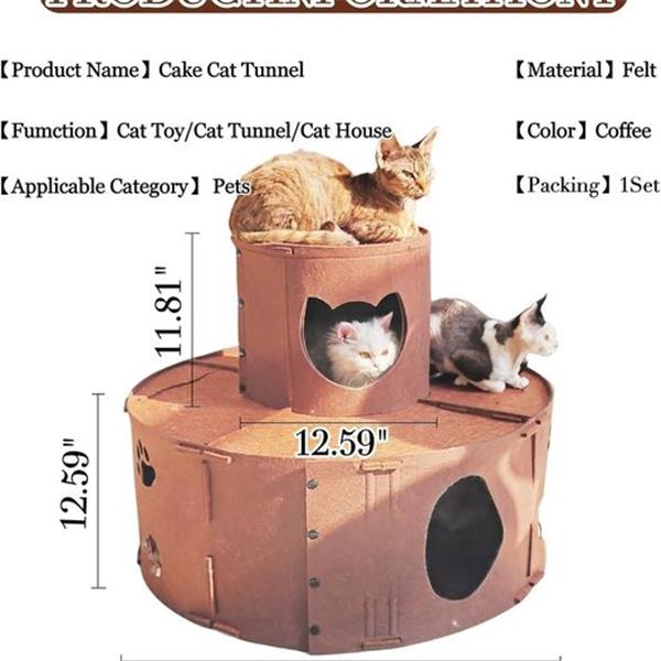 Miscati DIY Cat Cave Tunnel Bed, Cozy Donut Cat Hideout, Large Cake Cat Condo, Cat Cave Indoor