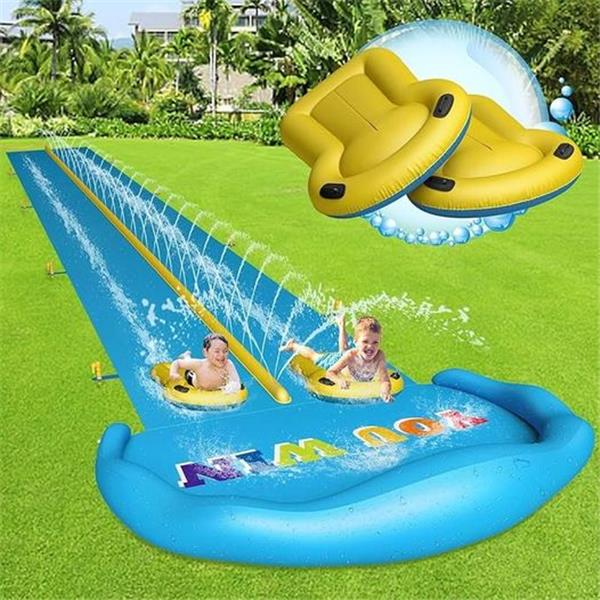 Evoio Water Slide, 32.8ft Inflatable Splash Water Slip with 2 Racing Lanes and 2 Body Boards fo