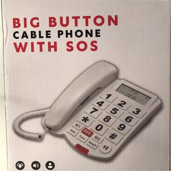 BLACK COLORED Big Button Landline Phone With SOS and Hearing Aid Compatibility - NEW in box