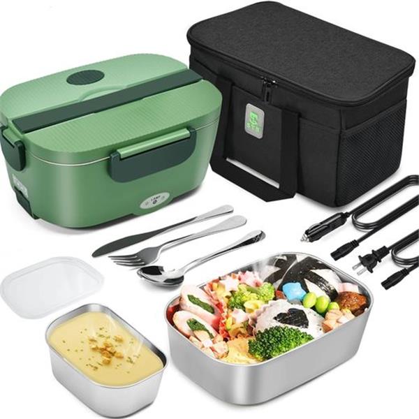 STN Electric Lunch Box Food Heater,Efficient Heated Lunch Box Set with Removable Pure 304 SS Co