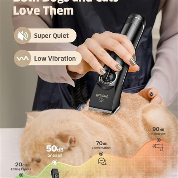 oneisall Dog Clippers for Grooming Thick Curly Hair, Low Noise Dog Grooming Kit with Detachable