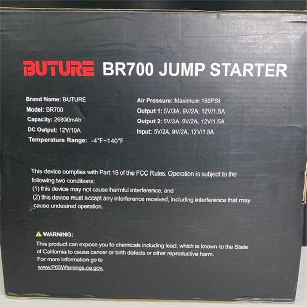 Buture BR700 Red Black 150 PSI Car Jump Starter With Air Compressor