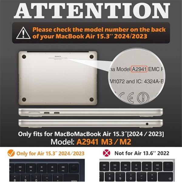 SEYMAC stock MacBook Air 13 inch Case 2024/2023 Release A3114/A2941 M3/M2 Chip, Shock-Absorbing