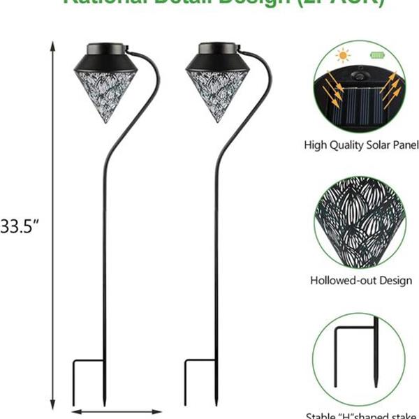 ielevations Solar Pathway Lights Outdoor LED Decorative Stake Garden Lotus Landscape Light for