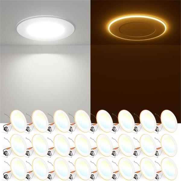 24 Pack 5/6 Inch 5CCT LED Recessed Can Light with Night Light, 2700K/3000K/4000K/5000K/6000K Se