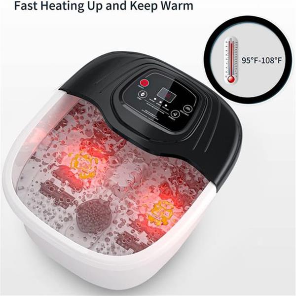 Foot Spa Bath Massager with Heat, Epsom Salt,Bubbles, Vibration and Red Light,8 Massage Roller