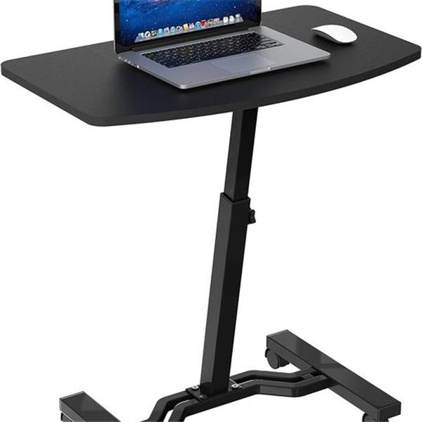 SHW Height Adjustable Mobile Laptop Stand Rolling Desk, Black