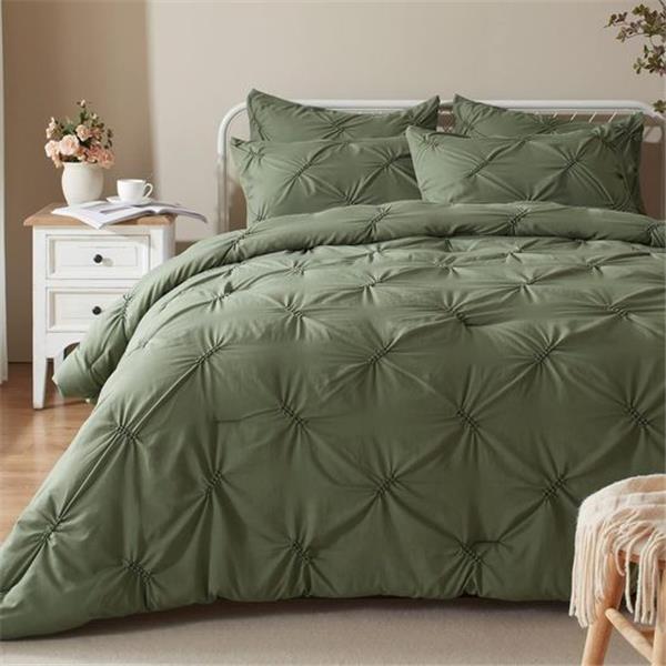 Anluoer Queen Comforter Set -Pintuck Down Alternative Comforters with 2 Pillow Shams, Soft Quee