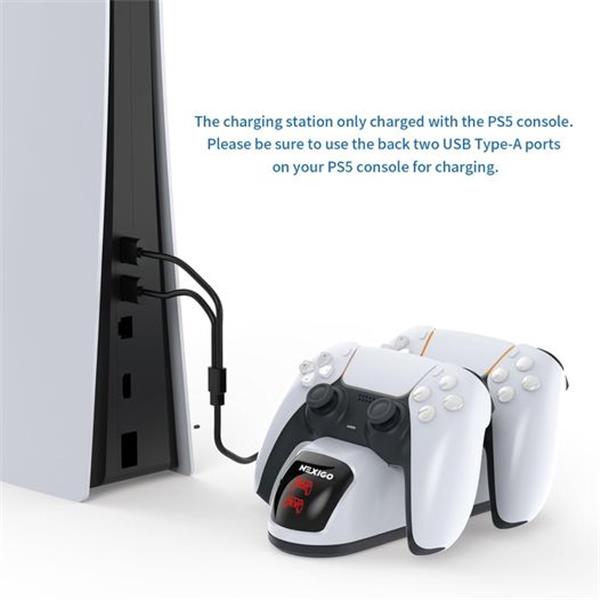 NexiGo Dobe Upgraded PS5 Controller Charger, Dual Charing Station with LED Indicator, High Spee