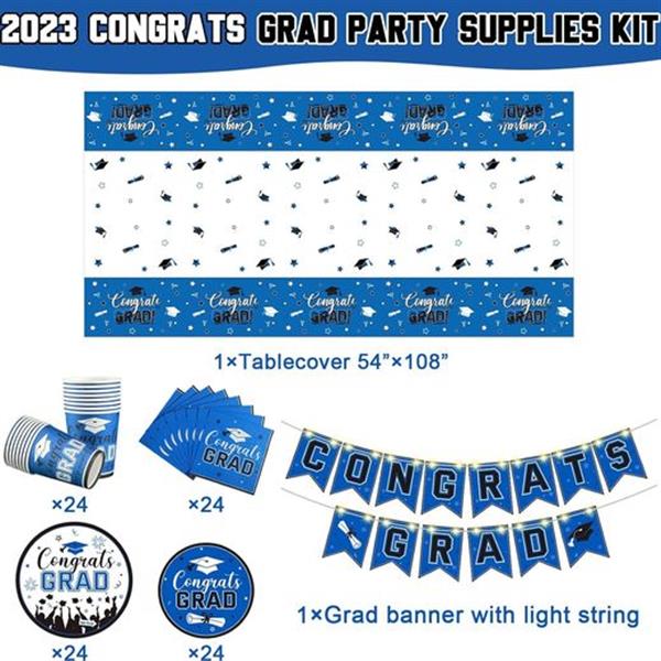 Capoda 123 PCS Congrats Grad Party Set Serve for 30 Graduation Decoration Banner with LED Light