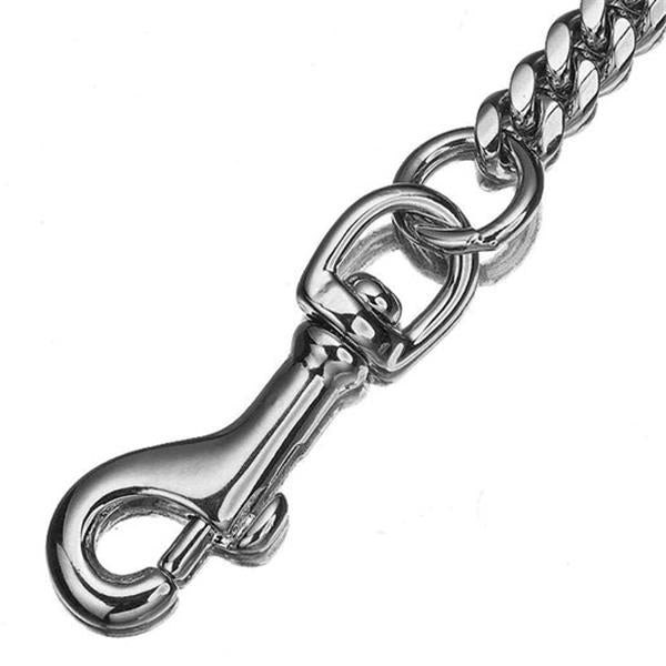 Premium Strong Stainless Steel Dog Leash, 2ft, 3ft, 4ft, Silver Metal Dog Chain, Cuban Curb Cha