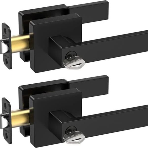 TICONN Door Handle Heavy Duty, Reversible Square Door Lever for Bedroom, Bathroom and Rooms (Ke