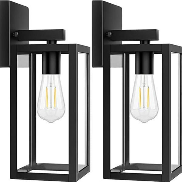 2-Pack Outdoor Light Fixtures Wall Mount, Waterproof Exterior Wall Lanterns with Clear Glass, A