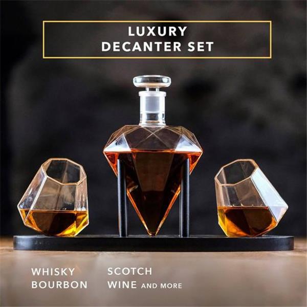Dragon Glassware Decanter with Glasses Set, Diamond Shaped Decanter Naturally Aerates Whiskey a
