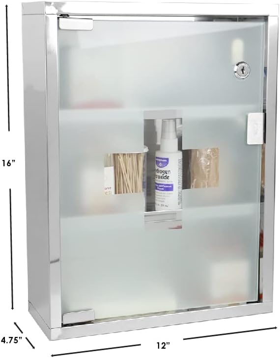 Home Basics MC35180 Medicine Cabinet, 12'' x 16'' x 4.75'' (35 x 40.6 x 12 cm), Silver