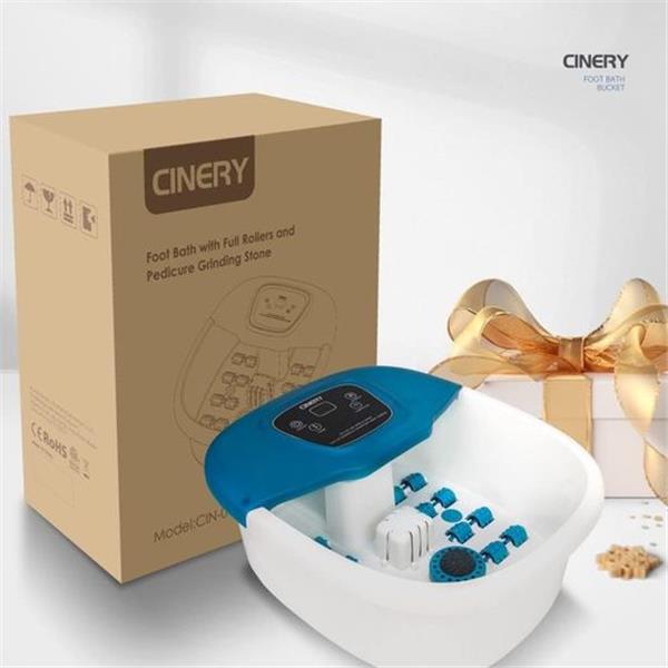 CINERY Foot Spa Bath Massager with Heat, Bubbles, Vibration and Pedicure Foot Spa with 16 Rolle
