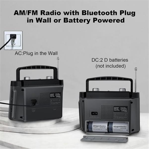 Portable AM FM Radio with Best Reception, Transistor Radio with Bluetooth Plug in Wall or Batte