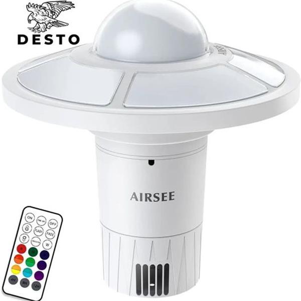 AIRSEE Pool Chlorine Floater with Rechargeable UFO Lights, Pool Chemical Dispenser for 4x3” Chl