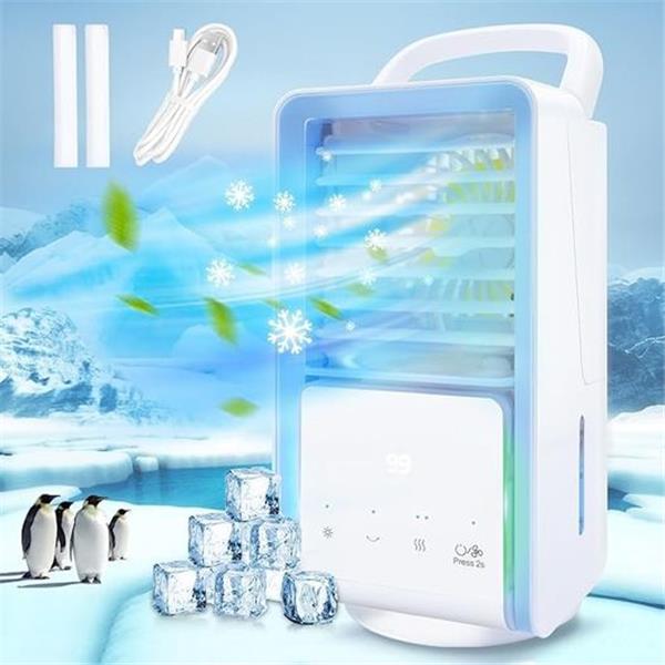 Portable Air Conditioner Fan, 5IN1 Cooling Fan Mini Air Conditioner with 3 Wind Speeds 2 Cool A