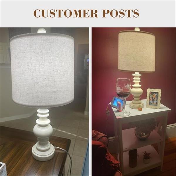 BOBOMOMO Resin 20.5" Farmhouse Lamps for Bedrooms Retro Side Table Lamps Bedside Lamp for Side