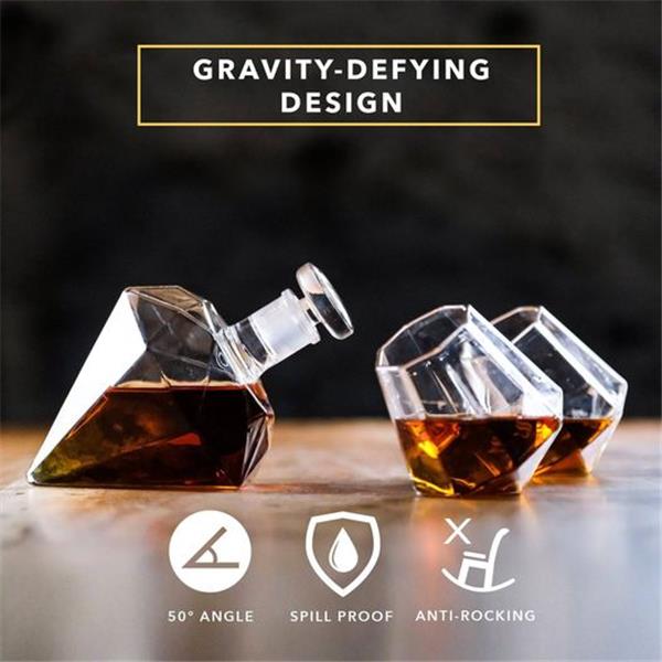 Dragon Glassware Decanter with Glasses Set, Diamond Shaped Decanter Naturally Aerates Whiskey a