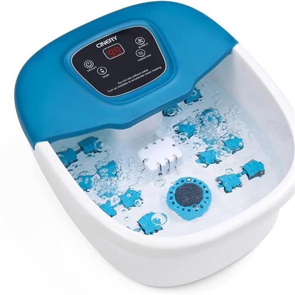 CINERY Foot Spa Bath Massager with Heat, Bubbles, Vibration and Pedicure Foot Spa with 16 Rolle